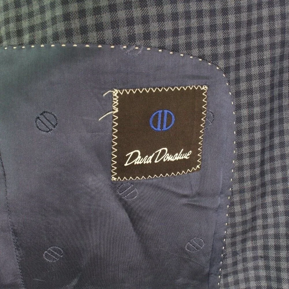 David Donahue‎ Virgin Wool Connor Sport Coat Check Blue Size 40R